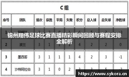 锦州翔伟足球比赛直播精彩瞬间回顾与赛程安排全解析