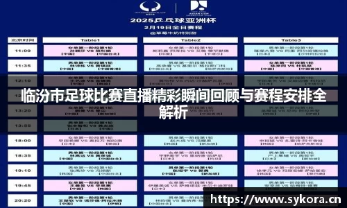 临汾市足球比赛直播精彩瞬间回顾与赛程安排全解析