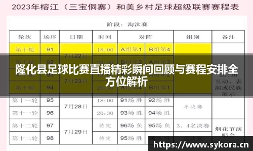 隆化县足球比赛直播精彩瞬间回顾与赛程安排全方位解析