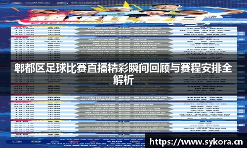 郫都区足球比赛直播精彩瞬间回顾与赛程安排全解析