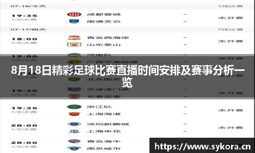 8月18日精彩足球比赛直播时间安排及赛事分析一览